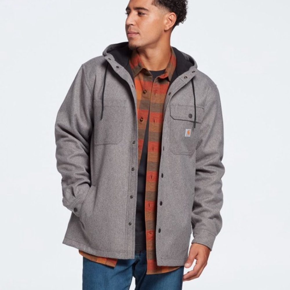 Carhartt Men's Rain Defender Relaxed Fit Heavyweight Hooded Shirt Jacket size L